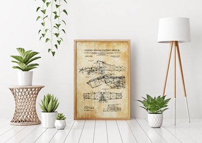 Canvas poster Alexander Bell Flying Machine Patent