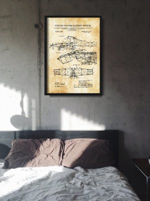 Canvas poster Alexander Bell Flying Machine Patent