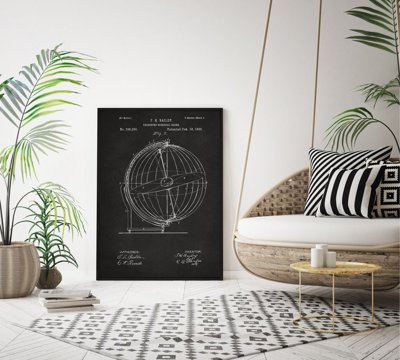 Vintage poster Terrestro Sidereal Globe Patent Gray Nikki Marie Smith