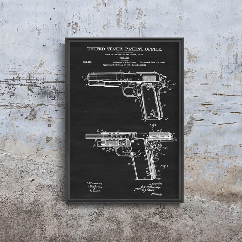 Vintage poster Colt Firearm United States Browning Patent