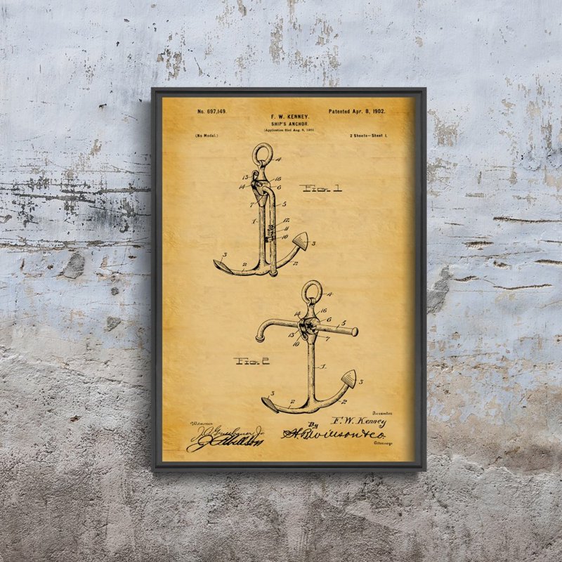 Vintage poster art Ship’s Anchor Kenney Patent
