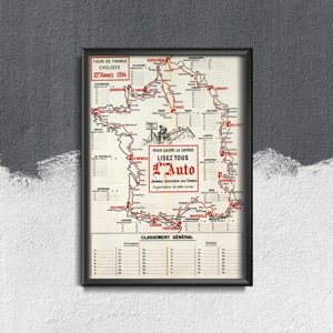 Wall art Tour de France Map Poster
