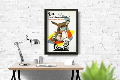 Poster Ca c’est formidable Chante Gilbert Bécaud Vespa Motorcycle Poster
