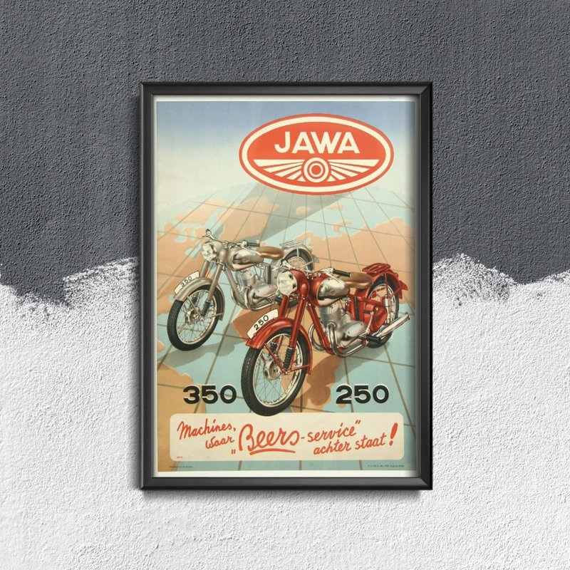 Vintage poster art Jawa Vintage Motorcycle Poster