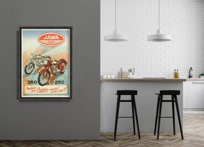 Vintage poster art Jawa Vintage Motorcycle Poster