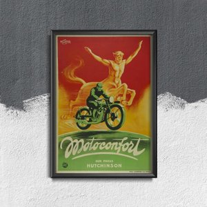 Vintage poster art Motoconfort Sur Pneus Hutchinson Bicycle Poster