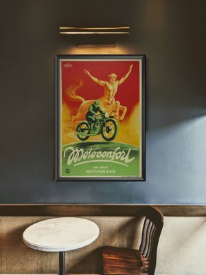 Vintage poster art Motoconfort Sur Pneus Hutchinson Bicycle Poster