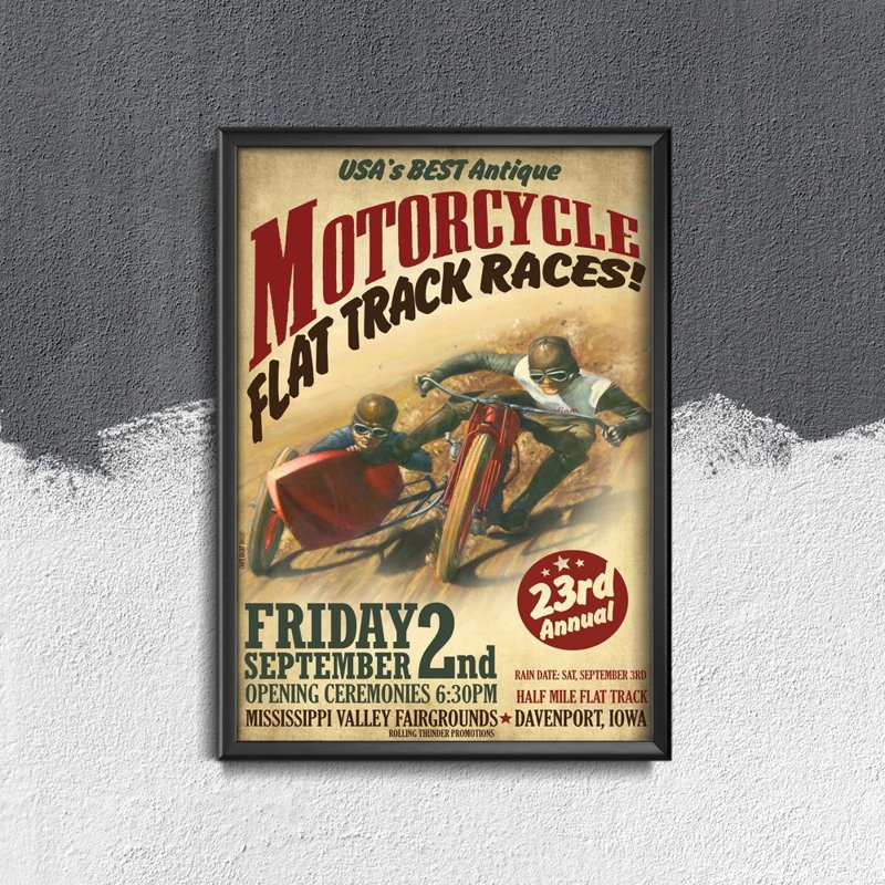 Canvas poster Motorcycle Flat Track Races Vintage Motorcycle Poster