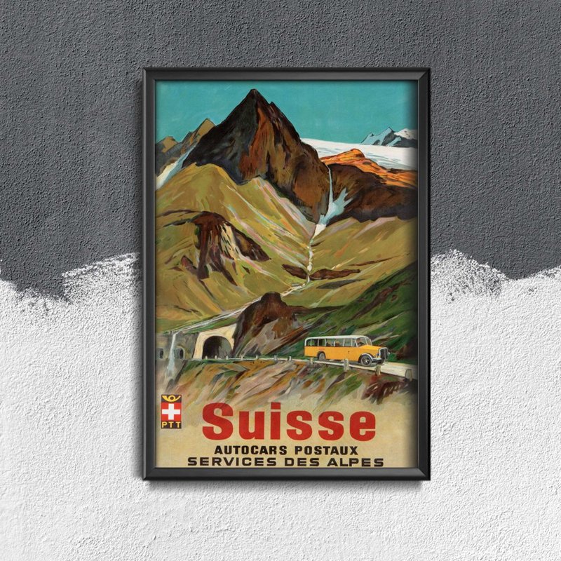 Vintage poster art Switzerland Alps