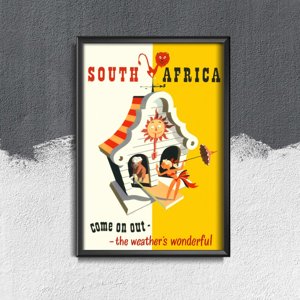 Vintage poster art South Africa Come on out