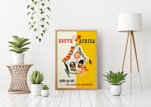 Vintage poster art South Africa Come on out