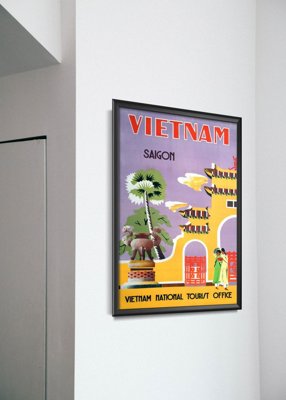 Vintage poster art Vietnam Saigon National turist