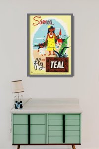 Vintage poster Samoa fly teal