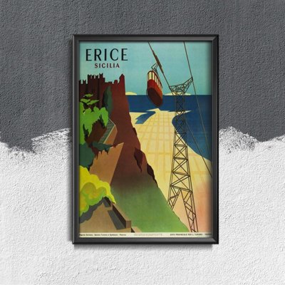 Vintage poster art Erice Sicilia Italy