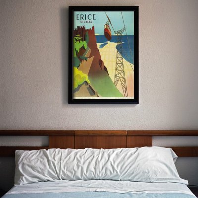 Vintage poster art Erice Sicilia Italy