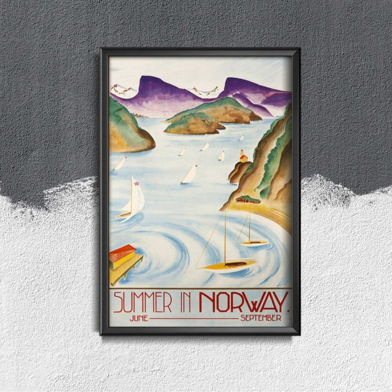 Vintage poster Norway Scandinavian Summer Travel