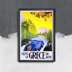 Poster Greece En Auto