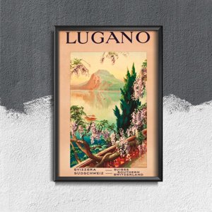 Vintage poster art Switzerland Lugano