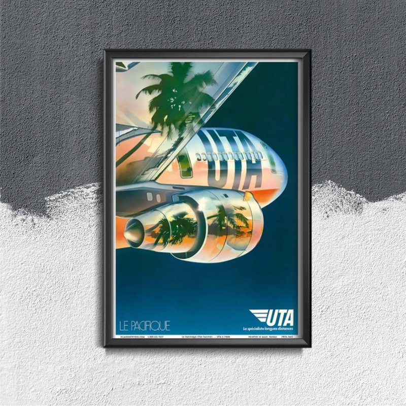 Vintage poster art The Pacific Uta Airlines