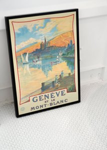 Vintage poster art Geneve et le mont blanc Switzerland