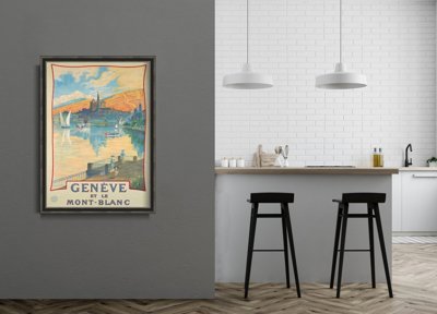 Vintage poster art Geneve et le mont blanc Switzerland