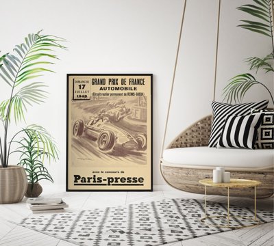 Poster Vinage Poster Automobile Grand Prix De France