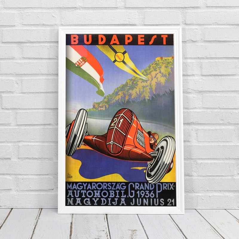 Vintage poster Car Poster Budapest Magyarorszag Grand Prix Automobil