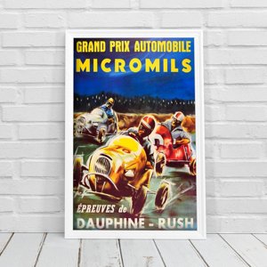 Vintage poster art Grand Prix Automobile Micromils Epreuves de Dauphine