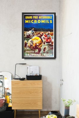 Vintage poster art Grand Prix Automobile Micromils Epreuves de Dauphine