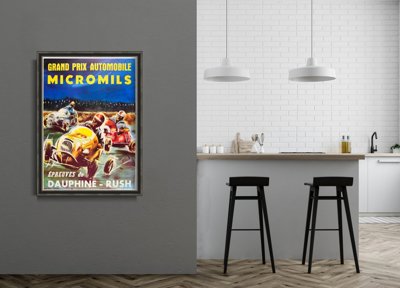 Vintage poster art Grand Prix Automobile Micromils Epreuves de Dauphine
