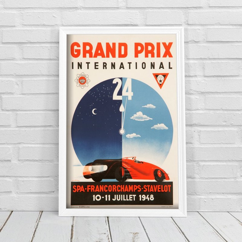 Vintage poster art Grand Prix International SPA Francorchamps Stavelot