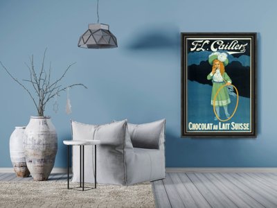 Vintage poster art Chocolat au Lait Suisse