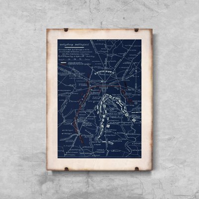 Canvas poster Old Map Gettysburg Battle Field