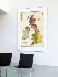 Vintage poster art Old Map of Great Britain and Ireland