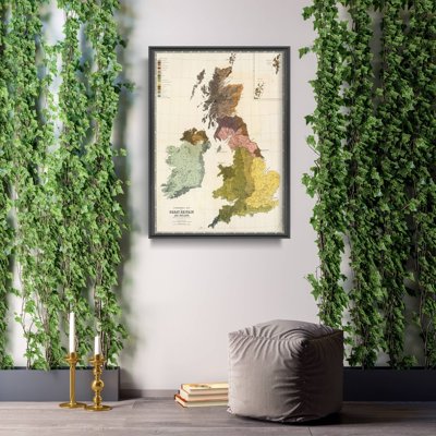 Vintage poster art Old Map of Great Britain and Ireland