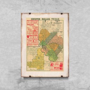 Vintage poster Old Map Dallas Texas