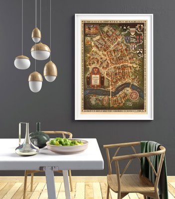 Poster Old Map of Munich with Concave Germany