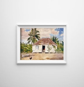 Vintage poster Native Huts Nassau Winslow Homer