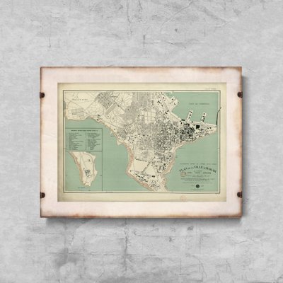 Vintage poster art Old Map of Dakar Senegal