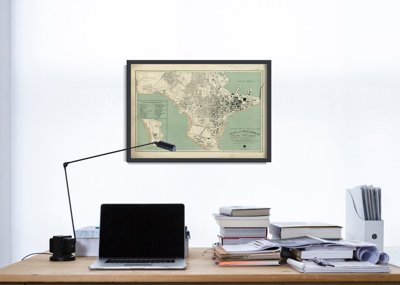 Vintage poster art Old Map of Dakar Senegal