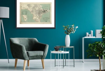 Vintage poster art Old Map of Dakar Senegal
