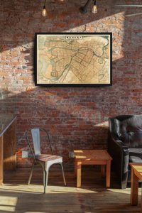 Wall art Old Map in Marseilles with Sketches France City Plan