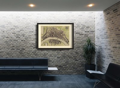 Canvas poster Old Map Basilea Suisse
