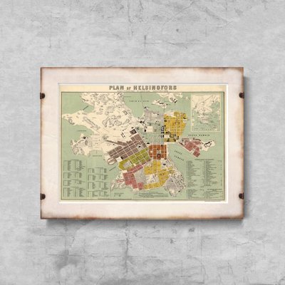 Vintage poster Old Map of Helsinki Finland