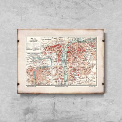 Vintage poster Old Map Praga