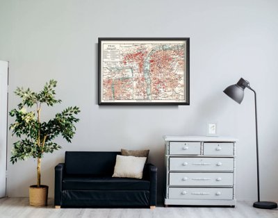 Vintage poster Old Map Praga