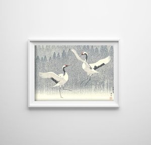 Wall art Dance of Eternal Love Red Crowned Cranes by Yoshida Toshi