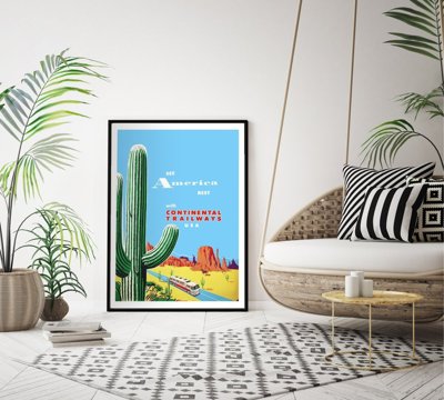 Vintage poster art Travel In America Poster Arizona Travel