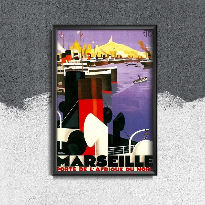 Vintage poster art Marseille - Door of North Africa