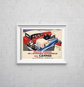 Vintage poster Rallye Mondial de l’elegance Automobile vers Cannes